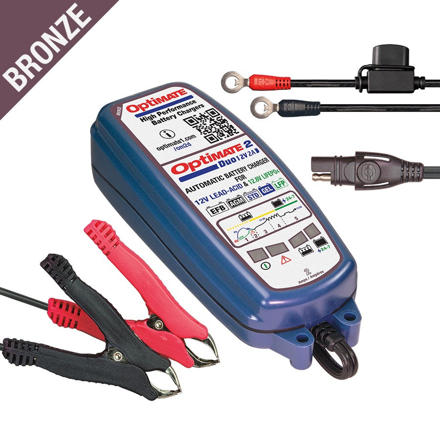 OptiMate 2 DUO Battery Charger Maintainer Lithium AND Lead Acid TM-558