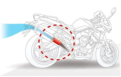 graphic of motorcycle with catalytic converter