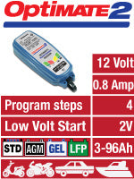 OptiMate 2 Battery Charger Maintainer TM-428 - Moto-Tech Diagnostics 